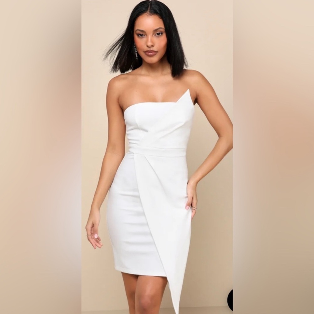 Queen of the City White Strapless Bodycon Dress